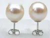 Oorknopjes 7 mm PERFECTE RONDE WITTE AKOYA PARELS OORBEL 14K/20 MASSIEF GOUD