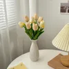 Vazen 2 stuks keramische vaas klein voor decor modern boho bloem pampas fit woonkamer bureau plank (wit)
