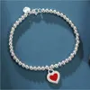 Luxury Chains Women's Bracelets Bangle Tiff Designer Love Heart Enamel Pendant Hand Chain Female Tiffanjewelry S925 Silver Girl Handchains Bracelet S13l