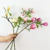 Flores decorativas de alta qualidade real toque látex magnólia ramos de flores artificiais com folha para casa sala de estar decoração de mesa 10pcs