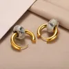 Brincos de argola cor dourada aço inoxidável para mulheres luxo colorido pedra natural joias presente de aniversário aretes mujer