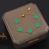 Four Leaf Clover Bracelets Designer Jewelry Set Charm Bracelet Gold Silver Mother of Pearl Green Flower Chains Link Chain Womens