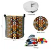 Sacos de lavanderia arte exótica cor redonda retro textura suja cesta dobrável casa organizador roupas crianças brinquedo armazenamento