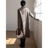 Trench da donna Elegante abito da donna Giacca a vento Cappotto autunnale Colletto rovesciato Doppio petto Office Lady Long Ladies Grey Outwear