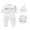 Baby Rompers Clothing Sets Newborn Infant Bodysuit With Cap Baby Bib 100% Cotton Romper Children Onesies Jumpsuits Boy Girl Clothes CXD23010303