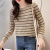 Dames Truien Casual Lange mouwen Lente Knitwear Trui Streep Gebreide Tops O-hals Koreaans Slank Elegant Dames Trui Dun Jersey