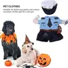 Hundebekleidung Halloween Cosplay Chucky Kostüm Haustier verkleiden Katzen Hunde Kleidung für kleine Jungen Perücke Hut Weihnachtsfeier