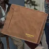 Plånböcker 2023 klassiska män vintage äkta pu läder plånbok anti stöld kort vikning visitkort hållare handväska man