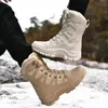 Botas quentes de pelúcia botas de neve homens rendas até casual alta superior botas masculinas à prova dwaterproof água botas de inverno anti-deslizamento botas de trabalho do exército 231030