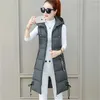 Frauenwesten 2023 Herbst Winter Women Long Parkas Weste warme Kapuze Down Coat Parka Damen Ärmeloses Weste Outwear Outwear