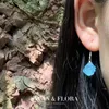 Dangle Earrings Irregular Random Aquamarine 925 Silver Genuine Charm Healing Energy Blue Gem Stone Women