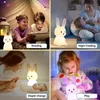 Outros suprimentos de festa de evento LED Night Light Silicone Rabbit Touch Sensor Lâmpada Cute Animal Light Quarto Decoração Presente para Kid Baby Child Table Lamp Home 231030