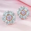 Cute Pink Moissanite Diamond Stud Earring 100% Real 925 sterling silver Promise Wedding Earrings for Women Bridal Party Jewelry