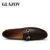 Elbise ayakkabıları glazov İtalyan erkek sıradan markalar resmi lüks erkekler loafers moccasins gerçek deri kahverengi sürüş 231030