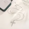 Hängsmycken utsökt tro kors kärlek hänge halsband mode damer smycken 925 sterling silver vild tröja kedja