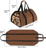 Outdoor Pads Firewood Canvas Log Tote Bag Waxed Fireplace Large Wood Carrying with Handles Security Strap Camping Indoor 231030