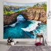 Tapisserier Ocean Wall Tapestry Landscape Forest Waterfall Lotus Tyg hängande dekor matta strand hem