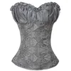 Bustiers Corsets Fantaisie Sexy Et Noir Gris Rétro Satin Lingerie À Lacets Top Corset Grande Taille Overbust