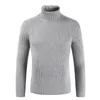 Pulls pour hommes Hommes hiver chaud thermique col roulé pull tricoté pull décontracté pull solide haut mince ajustement fond