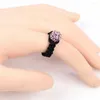 Cluster Ringe Mode Party Weibliche Schmuck Handgemachte Elastische Schwarze Schnur Geflochtene Disco Strass Kristallkugel Für Frauen