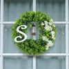 Decorative Flowers Lighted Front Door Wreath Faux Green For Fireplaces Farmhouse Wedding