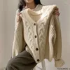 Kadın Örgü Kore tarzı Sonbahar Kış Dış Giyim Kadınlar Uzun Kollu Gevşek Tembel Pembe Kısa Mahsul Kazak Örgü Hırka Paltolar