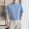 メンズTシャツ7色ソリッドタートルネック半袖Tシャツ男性服2023シンプルな快適なカジュアルTシャツhommeスリムフィット