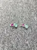 Stud Earrings Spanish Original Plating 925 Silver Color Round And Oval Multi-Color Crystals Pin Jewelry Gift Fit Unode50