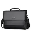 Briefcases Vintage PU Leather Men Briefcase Bag Executive Handbag For Documents Male Business Shoulder Messenger Bag Laptop Bag For Man 231030