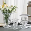 Vasos transparente cristal alto pernas vaso de vidro arranjo de flor romana decoração de casa