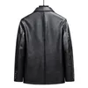 Men's Jackets Men PU Leather Jacket Solid Color Casual Lapel Long Sleeve Coat Motorcycle Biker Autumn Winter Fleece Lining Male Outwear