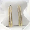 Stud Earrings Needle Women's Long Tassel Super Fairy Temperament Korean Personality Online Celebrity Hipster Show Face Thin