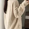 Damenpullover Pullover Verdickter Herbst/Winter Wollpullover Lässige Lose Strickwaren Damenoberteile Rundhals Einfarbige Bluse