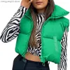 Women's Vests TETYSEYSH Women High Neck Cropped Waistcoat Hot Lightweight Puffer Vest Chic Lady Sleeveless Solid Color Warm Jackets Outwear T231030