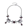 Anhänger Halsketten Gothic Spinnennetz Halskette Für Frauen Einstellbare Punk Kristall Geometrie Vintage Choker Halloween Edlen Schmuck