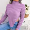 Frauen Pullover Rollkragen Herbst Frühling Langarm Abgeschnitten Gestrickte Pullover Tops BJS-2099