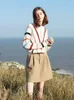 Pulls pour femmes pull évider pull tricoté lâche col rond coréen hauts rayés asymétrique coloré mode preppy automne tricots