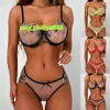 Soutien-gorge Ensembles Femmes Sexy Lingerie Ensemble Transparent Dentelle Florale Bralette Broderie Push Up Voir À Travers La Culotte Sous-Vêtements Tentation