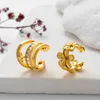 Backs Earrings 1pc Ear Clips On Women Earings Aesthetic Accessories Gold Plated Elegant Women's Flower Stainless Steel