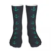 Men's Socks Green Anchor Women's Casual Harajuku Spring Summer Autumn Winter Gift