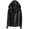 Moda feminina de couro real jaqueta feminina casaco de pele carneiro curto motocicleta feminino fino folga 2023