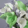 Dekorativa blommor bröllop brudbukett med grön vit calla lily konstgjord latex verklig touch