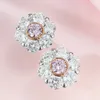 Cute Pink Moissanite Diamond Stud Earring 100% Real 925 sterling silver Promise Wedding Earrings for Women Bridal Party Jewelry