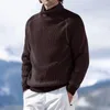Coletes masculinos outono e inverno grande sólido pescoço alto quente manga longa camisa de malha top casacos para homens lã tan