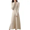 Casual Dresses 2023 Fashion Women A-Line Dress Autumn Winter Wool Cashmere Sweater långärmad stickad kvinna