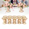 Wazony 10pcs Creative Golden Flower Trumpet Retro Decor Wazon Desiktop Wedding Party Centerpieces