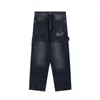 Jeans da uomo in stile americano High Street dipinti a mano con spruzzi d'inchiostro lavati con utensili vestiti