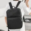 wholesale mens leather shoulder bags business hand-woven briefcase simple pocket decoration men backpacks outdoor leisure Knitting backpack student bag 4059