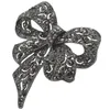 Keychains Vintage Rhinestone Bow Brooches For Women Black Bowknot Brooch Pin Fashion Jewelry Coat Accessories Elegant Style