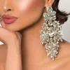 Boucles d'oreilles pendantes pour femmes, strass surdimensionnés, décoration exagérée, élégant, cristal scintillant, bijoux de fête, 2023